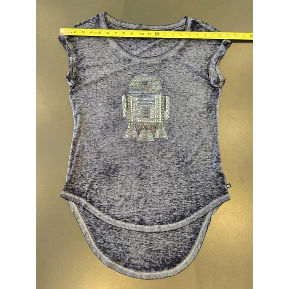 Tunic Shirt Size S Star Wars Rock & Republic Studded R2-D2 Short Sleeve High Lo - Picture 7 of 11